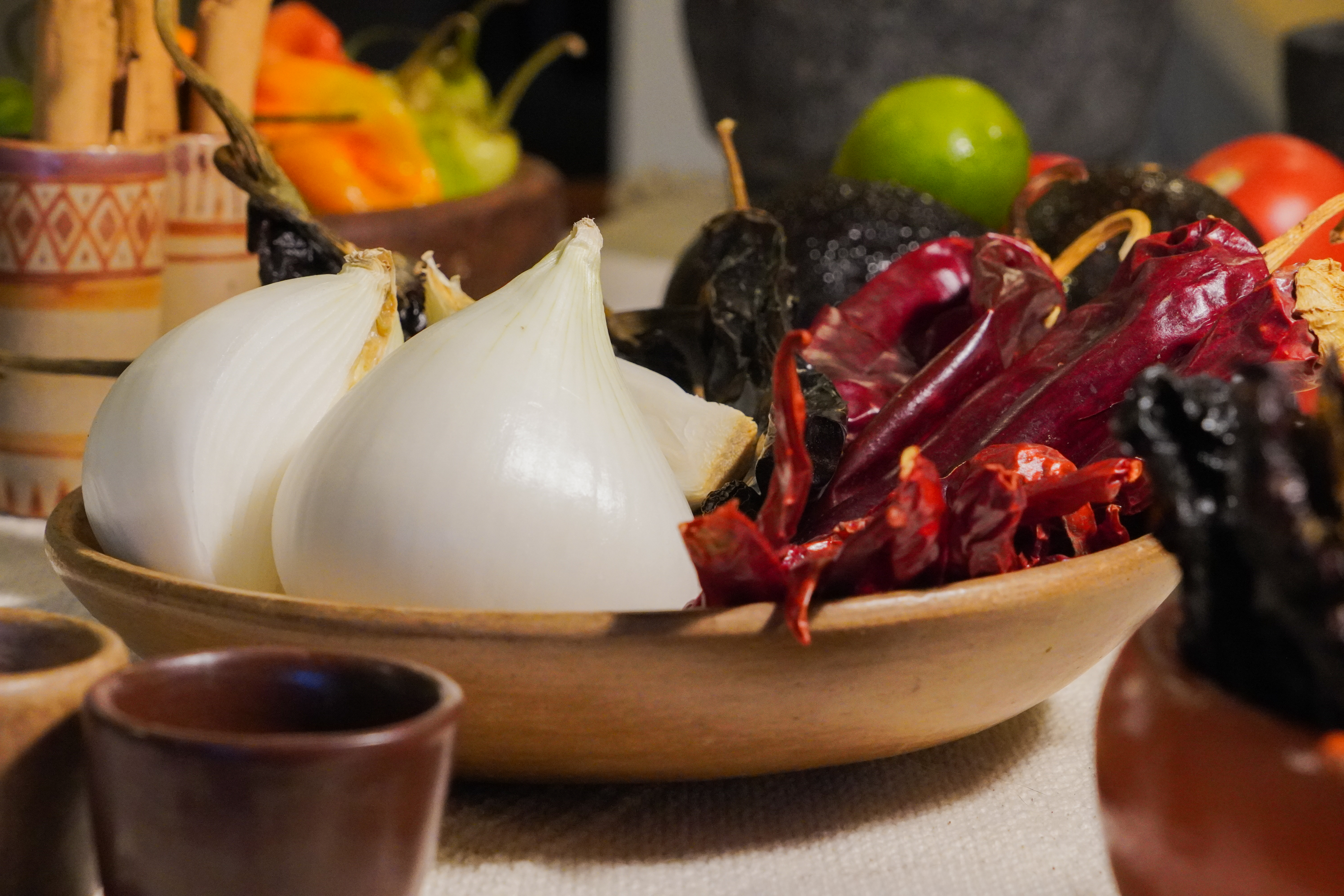 Fresh ingredients plate chile workshop Tulum